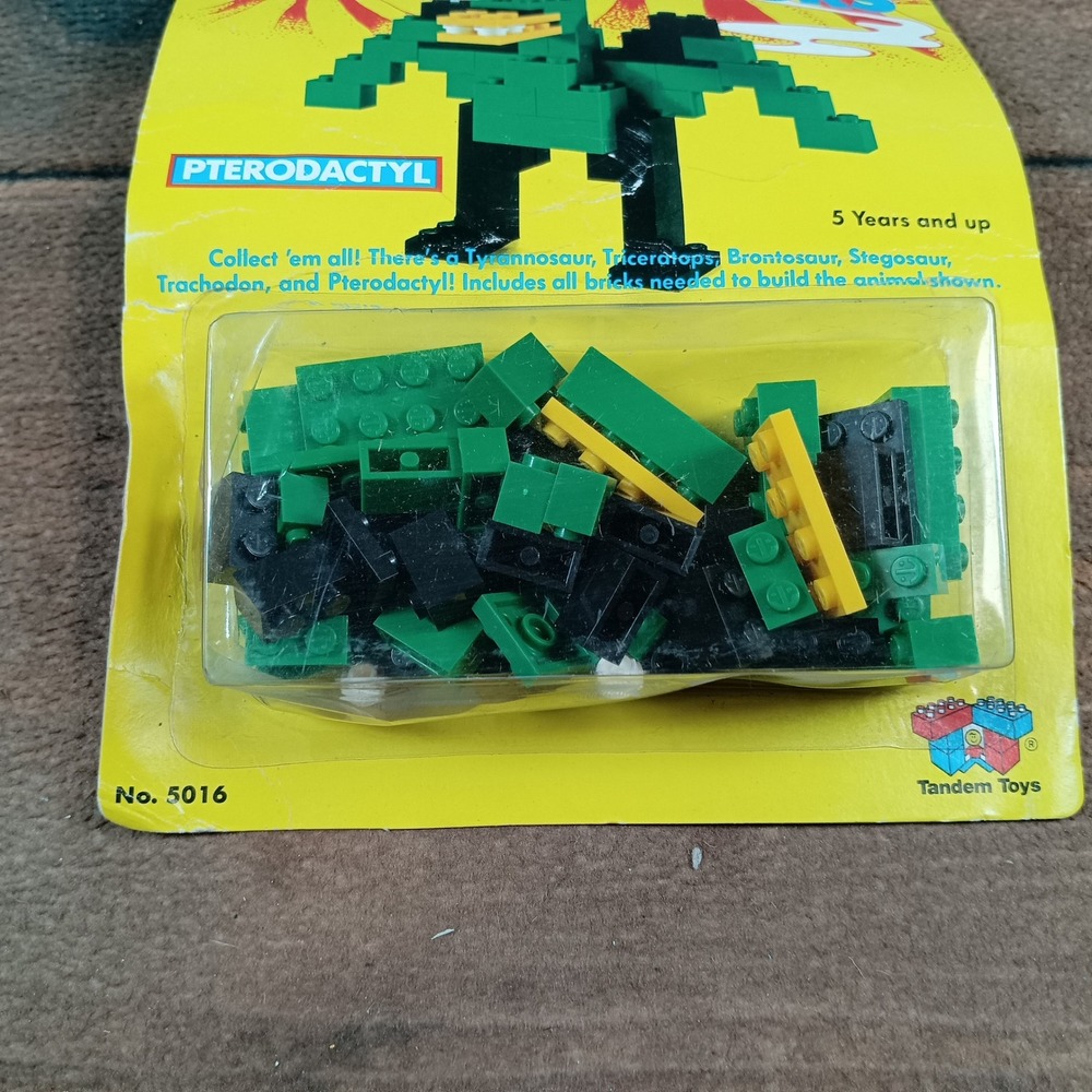 Tandem Bricks Dinosaurs Pterodactyl Kids OS Green New 1987 Vintage No. 5016 - Picture 2 of 6